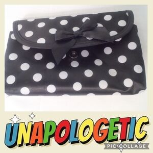 BLACK and white polka dot cosmetic bags